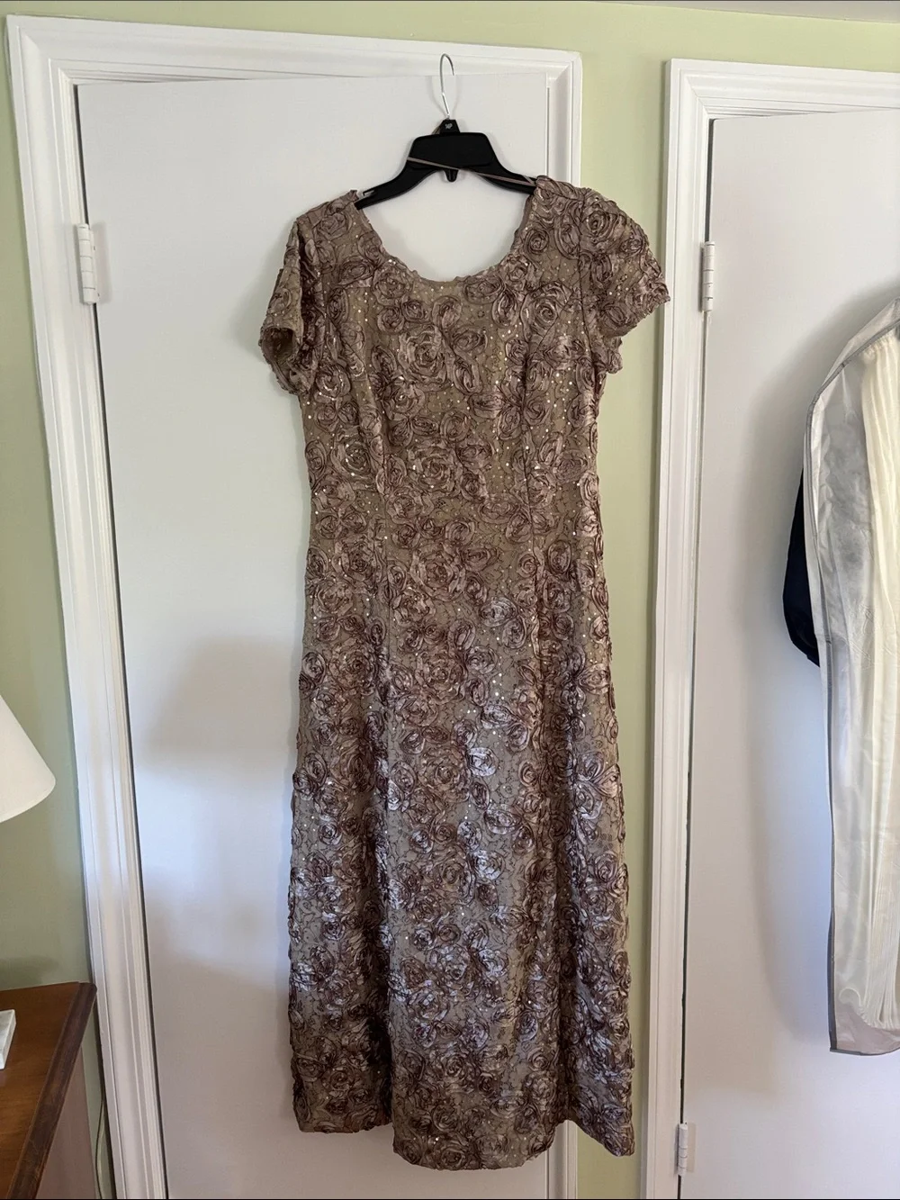 Alex Evenings Taupe Floral Embellished Evening Gown - Picture 1 of 7